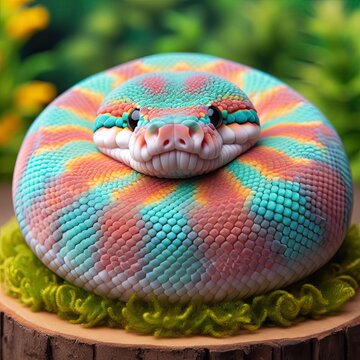 Adorable cute snake with lots of colors - version 9