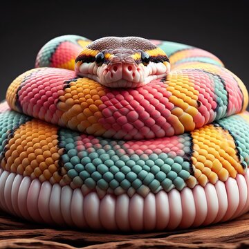 Adorable cute snake with lots of colors - version 2