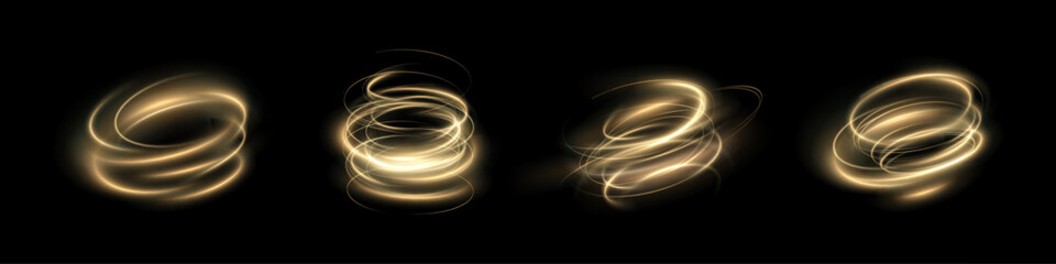 Luminous gold podium lines png of speed. Light glowing effect png. Abstract motion lines. Light trail wave, fire path trace line, car lights, optic fiber and incandescence curve twirl