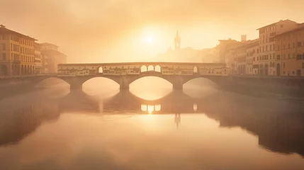 Cercles muraux Ponte Vecchio A bridge over the calm Arno river in Florence Italy