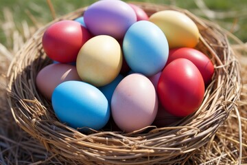 Fototapeta premium Brighten your spring celebrations with delicately colored pastel easter eggs for egg hunting fun