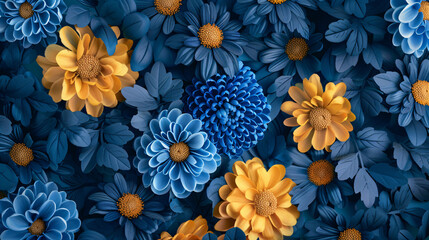 Blue and yellow chrysanthemum flower.
