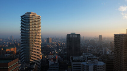 Japan city view sunset