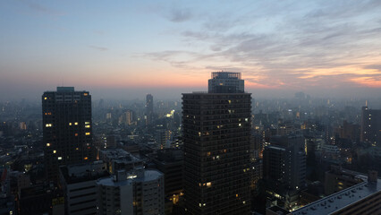 Japan city view sunset