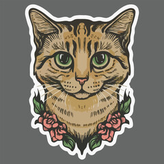 cat vintage style stickers  t-shirt design