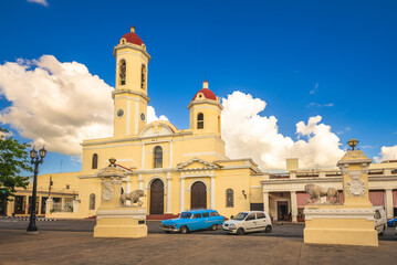 Cienfuegos Cathedral at Jose Marti Park in center of Cienfuegos, cuba