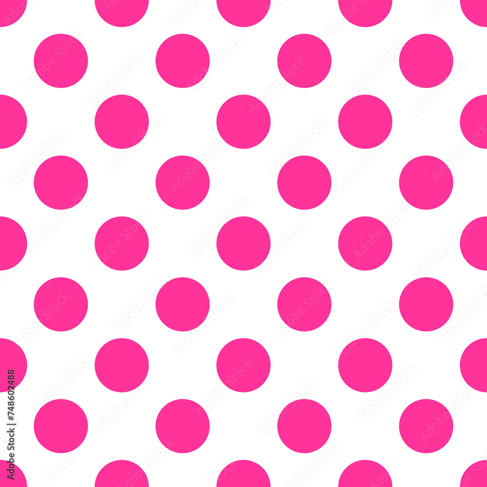 Poster seamless vector pattern with pastel pink polka dots on a white background. for web design, desktop w