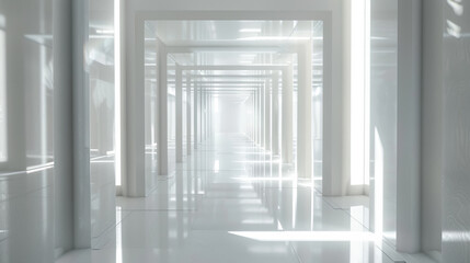 Bright white hallway with a light behind it.