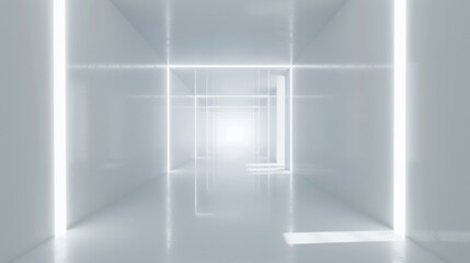 Bright white hallway with a light behind it.