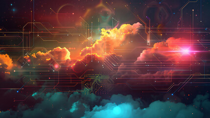 abstract cloud technology system sci fi design conce - obrazy, fototapety, plakaty