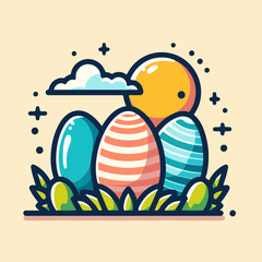 Easter eggs Vector Illustration Happy.