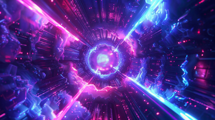 An image of the blue and purple tunnel.