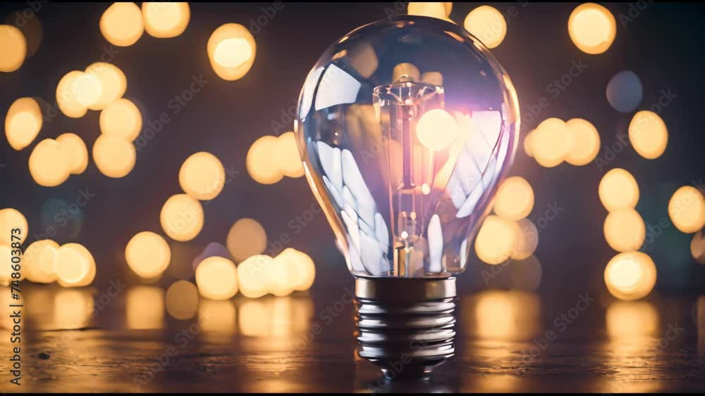 Poster a light bulb is positioned on top of a table, casting a glow over the surrounding area. the bulb rem
