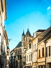 Street view of downtown Montereau-Fault-Yonne, France - 748603837
