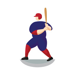 Obraz premium Baseball player illustration, cute character flat design