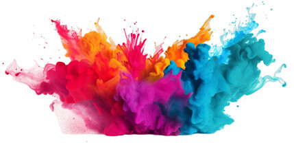 Colorful Powder Bursting in Vibrant, Isolated on transparent PNG background, Generative ai - obrazy, fototapety, plakaty