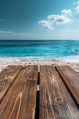 Wooden pier at low tide on the ocean, selective focus