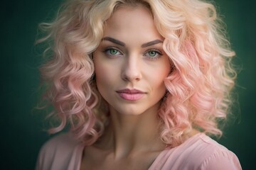 Fototapeta premium selfie photograph of smirking attractive woman on colorful background