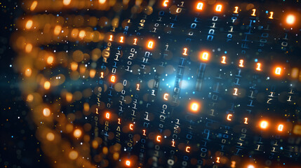 Digital binary code in cyberspace, computer generated abstract background