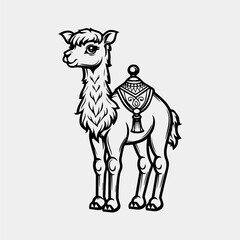 llama in the style of boho. vector illustration.