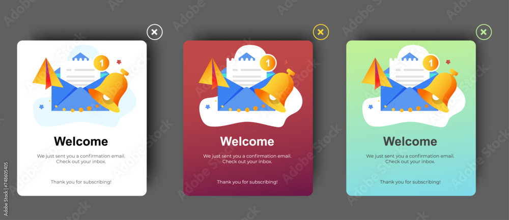 Poster subscription newsletter pop up banner template. professional web design, full set of elements. user-