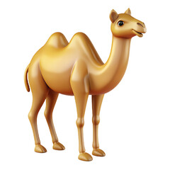 Realistic 3d golden camel isolated on transparent background.