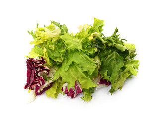 Set of pieces of salad leaves.