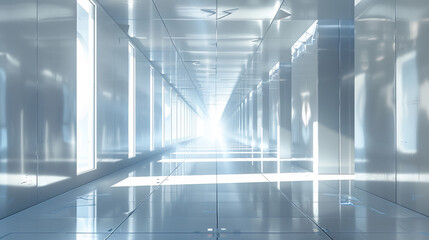A white hallway with a light.