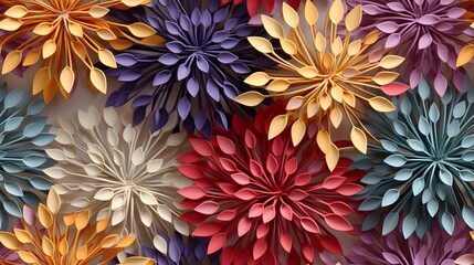 3d allium floral flowers seamless repeat pattern, floral pattern, flower paper art, natural colors, detailed foliage, colorful, eye-catching compositions, realistic details, eye-catching composition. - obrazy, fototapety, plakaty