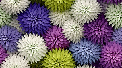 3d allium floral flowers seamless repeat pattern, floral pattern, flower paper art, natural colors, detailed foliage, colorful, eye-catching compositions, realistic details, eye-catching composition.
