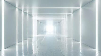 A white light tunnel for the background.