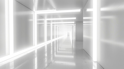 Fototapeta premium A white light tunnel for the background.