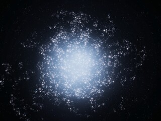 A cluster of bright stars in the Milky Way. Young constellation in space. Birth of stars in the universe. © Nazarii