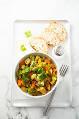 Healthy vegetable ragout with lentils