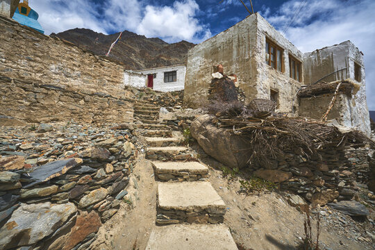 Stairway to the Karsha Gompa buddhist monastery in Zanskar