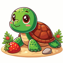 Obraz premium cute turtle vactoe on white background.