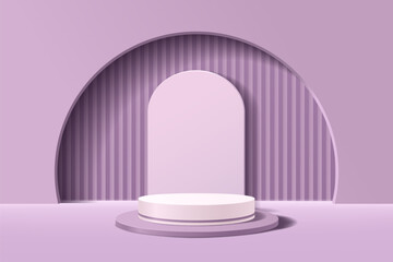 Abstract purple background with cylinder podium for displaying products