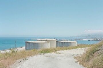 Oil storage tanks in industrial port generative ai
