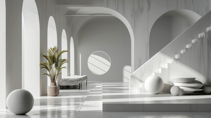 Sleek, modern interior background in white as a minimalist concept