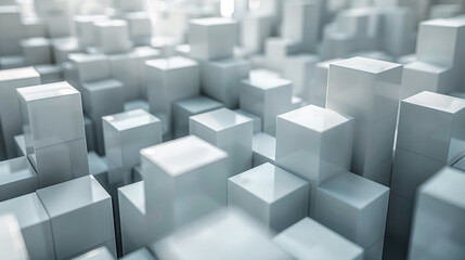 Abstract 3D white blocks wallpaper creating a modern and minimalist aesthetic