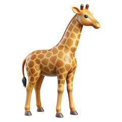 Fototapeta premium Cartoon giraffe animal isolated on transparent background. 3d illustration.