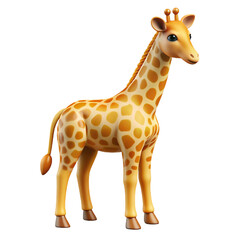 Obraz premium Cartoon giraffe animal isolated on transparent background. 3d illustration.