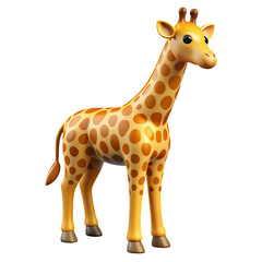 Naklejka premium Cartoon giraffe animal isolated on transparent background. 3d illustration.