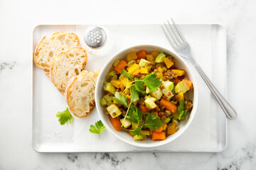 Healthy vegetable ragout with lentils
