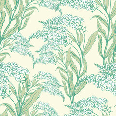 Spring Blossom Flowers  Decorative vector seamless pattern. Repeating background. Tileable wallpaper print.