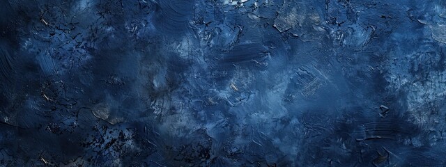 Blue grunge horizontal texture. Navy cyan template and decoration. Antique decorative indigo surface. AI Generated. Vintage empty art wallpaper