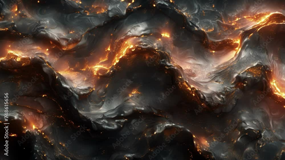 Poster closeup of the hardened waves and ripples formed in lava as it solidifies capturing the moment of mo