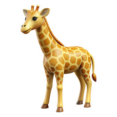 Fototapeta premium Cartoon giraffe animal isolated on transparent background. 3d illustration.