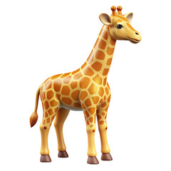 Fototapeta premium Cartoon giraffe animal isolated on transparent background. 3d illustration.