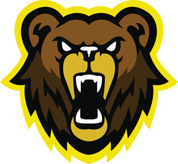 Bear head logo design, mascot bear logo icon illustration vector drawing, Brave Bear head mascot Logo design. Vector Template Illustration Design. Mascot Brave Bear Logo design any graphic work